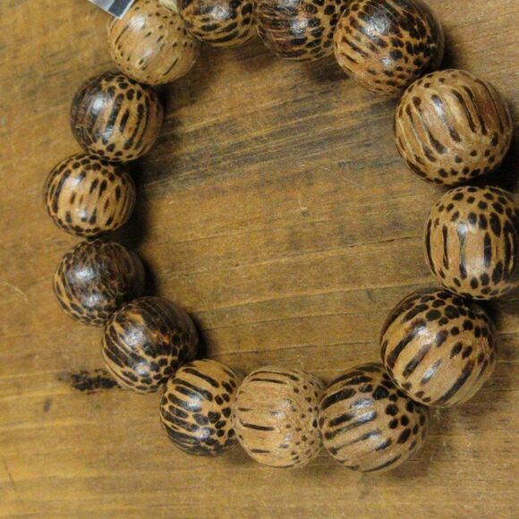 MERRISOTA JEWELRY Coconut Palm Tree Wood Stretch Bracelet Womens Size 7 Inch NEW - Picture 3 of 7